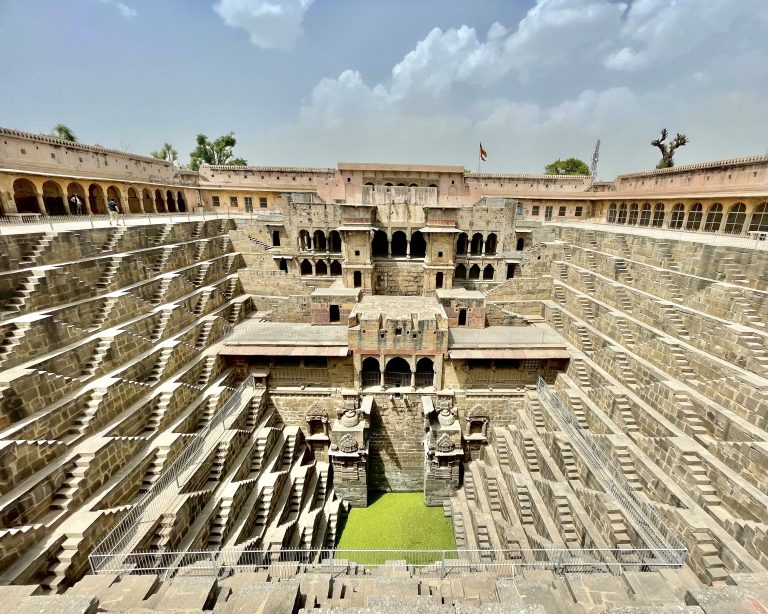 Chand Baori. An ancient step well located in Abhaneri, Dausa, Rajasthan. The first structure of this well was constructed in 9th century.