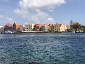 A row of colorful houses in Willemstad, Curaçao.