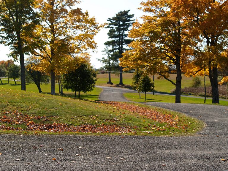 Autumn path in Atlantic Canada. The colorful trees of a maritime fall day with a path through the park.