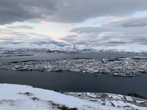 View over Tromsø in Norway, seen from Tromsdalen.