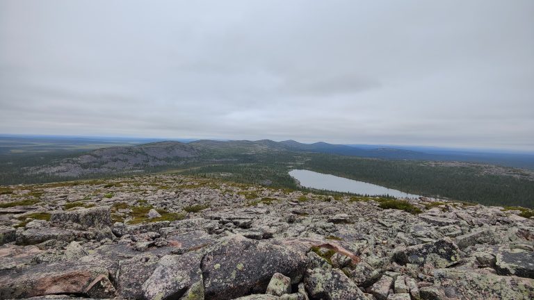 Fell view with lake in distance.