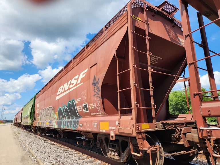 Parked train cars