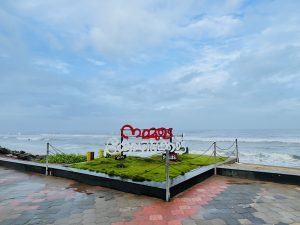 A selfie point of a main beach in Kozhikode, Kerala, India written in Malyalam