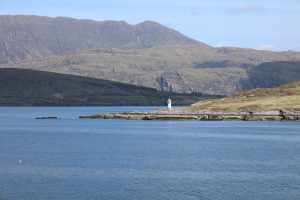 Lighthouse view and mountains.