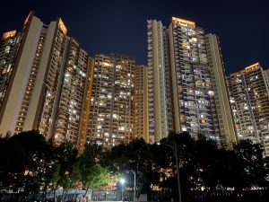 Buildings with lights 