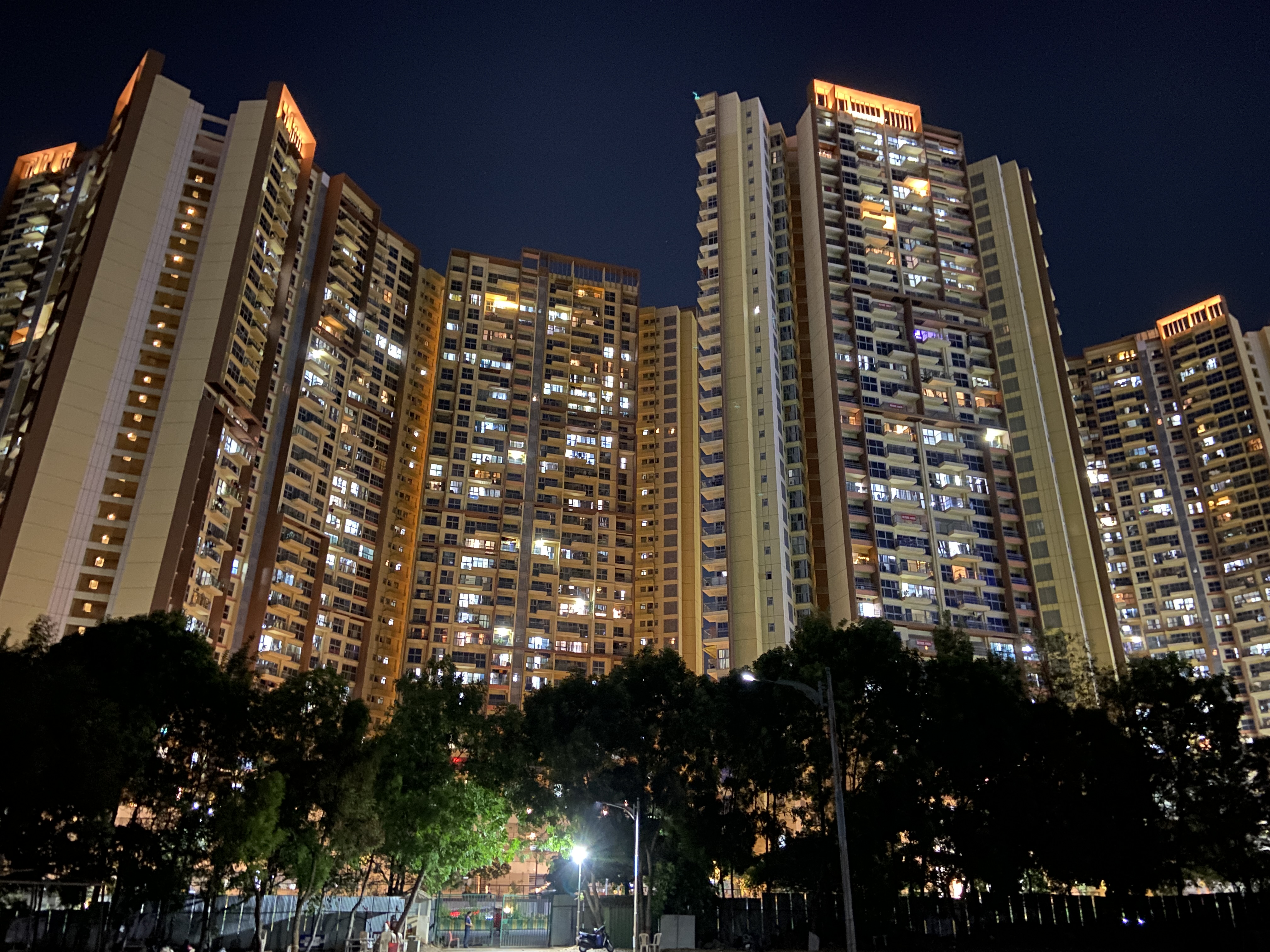 Buildings with lights