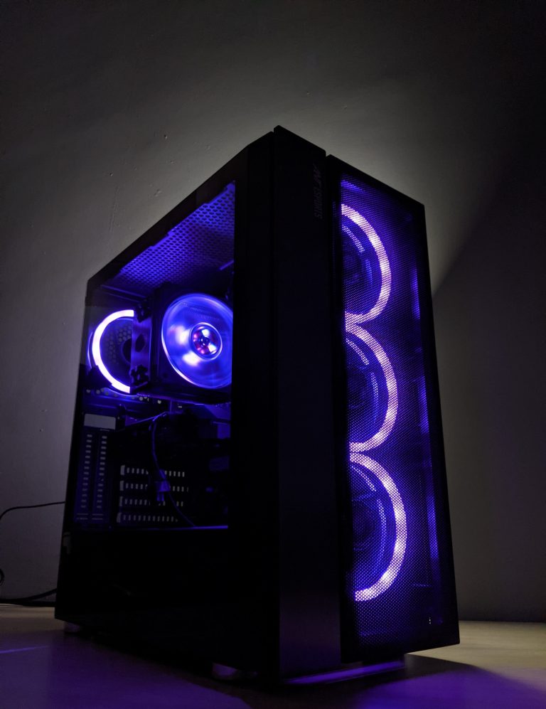 computer case with RGB fans