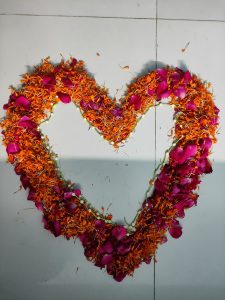 A heart made out of flowers, a tradition to welcome the newlyweds to their bedroom in Bangladesh 
