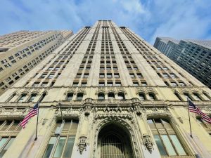 The Woolworth Building skyscraper. A low angle view. From New York, United States 