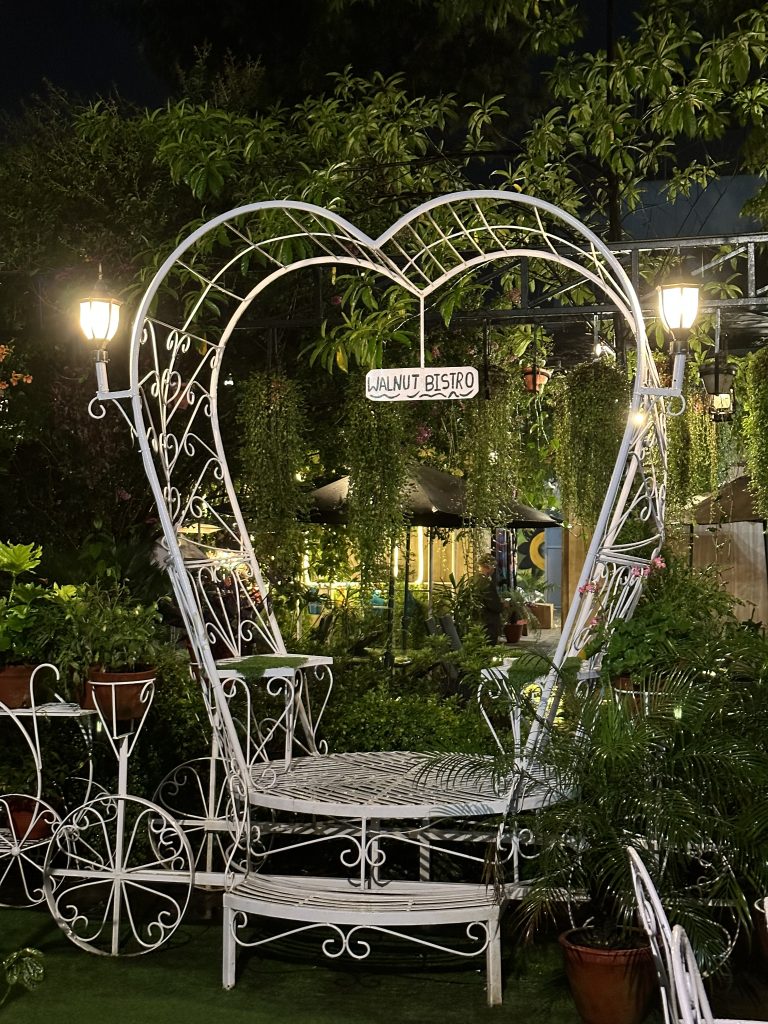 A Photo Booth in a restaurant during the night.