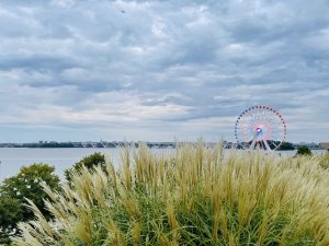 A morning view of National Harbor bridge & giant wheel (Ferris Wheel). From Maryland, United States.