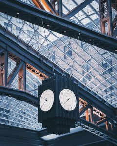 The clock in Penn Station, New York.
