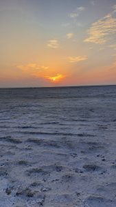 White Desert - Kutch. Sunset over the sand, it looks very much like the ocean.