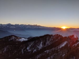 Beautiful sunrise seen from Kalinchowk Temple - Nepal