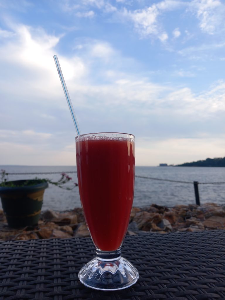 A glass of watermelon juice near Lake Victoria