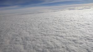 A sea of white cloud from 30,000 feet above the ground
