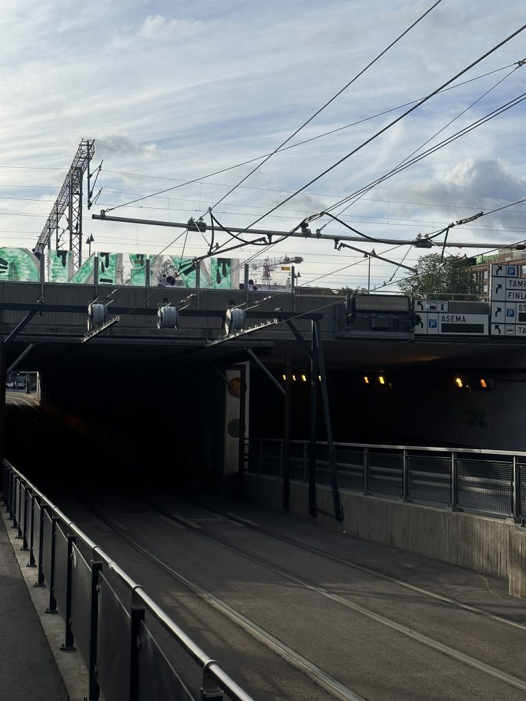 Train tracks through a tunnel. Photo taken at Wordcamp Tampere.