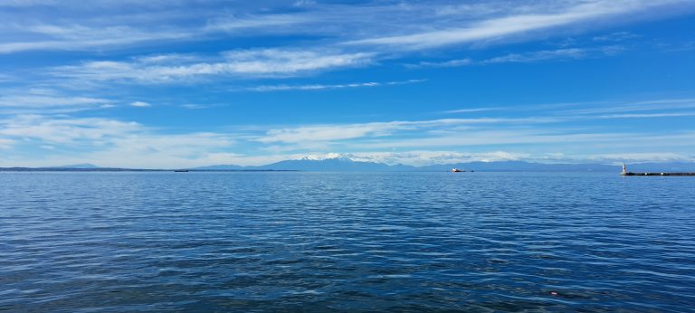 View of mountain Olymbos from Thessaloniki’s port – Greece