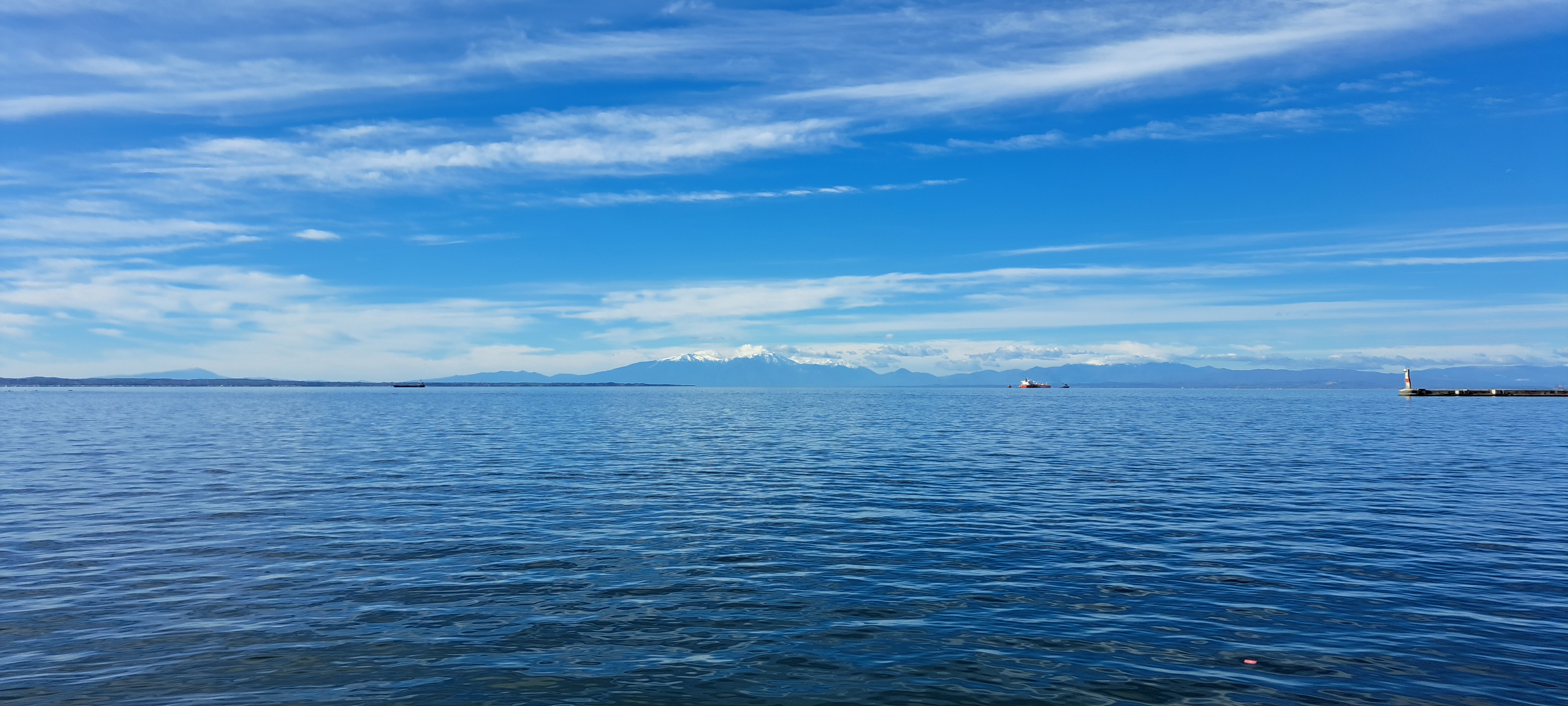 View of mountain Olymbos from Thessaloniki's port - Greece 