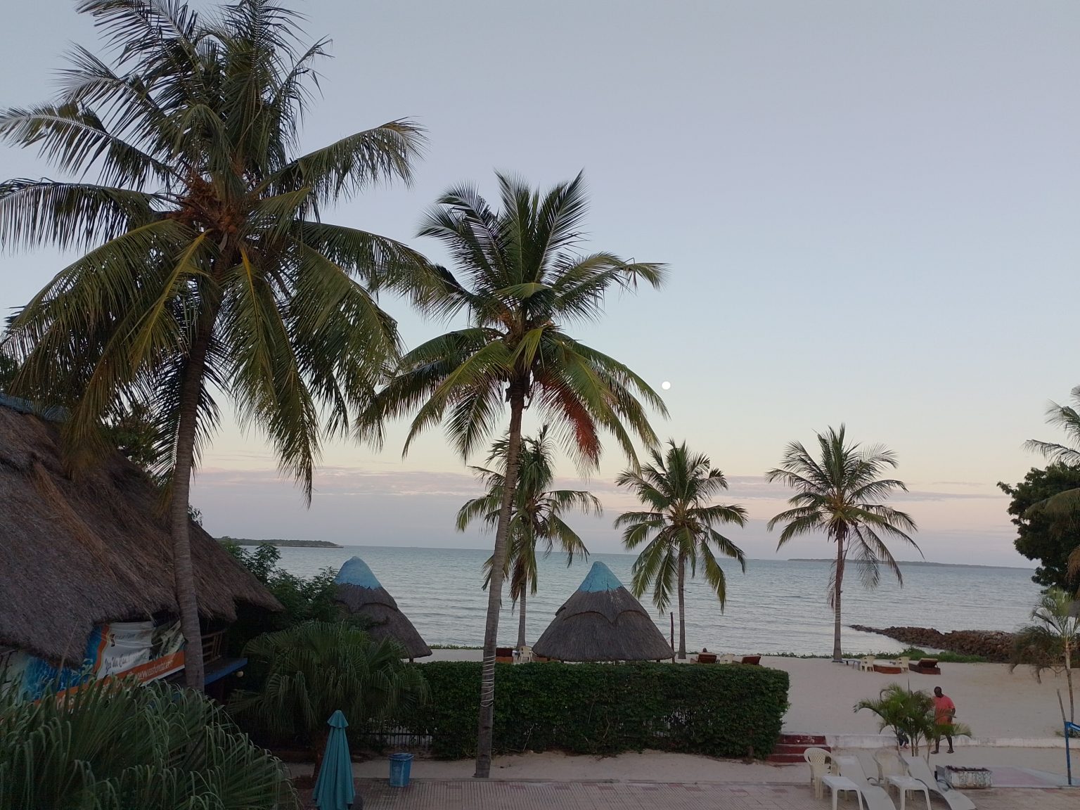 The beach area at the Seashore Beach Resort in Dar es Salaam Tanzania overlooking the Indian Ocean.