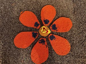 A sawdust flower on a street in Cartago, Costa Rica