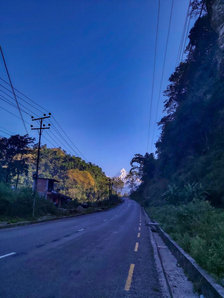 Baglung Highway with Fishtail Background