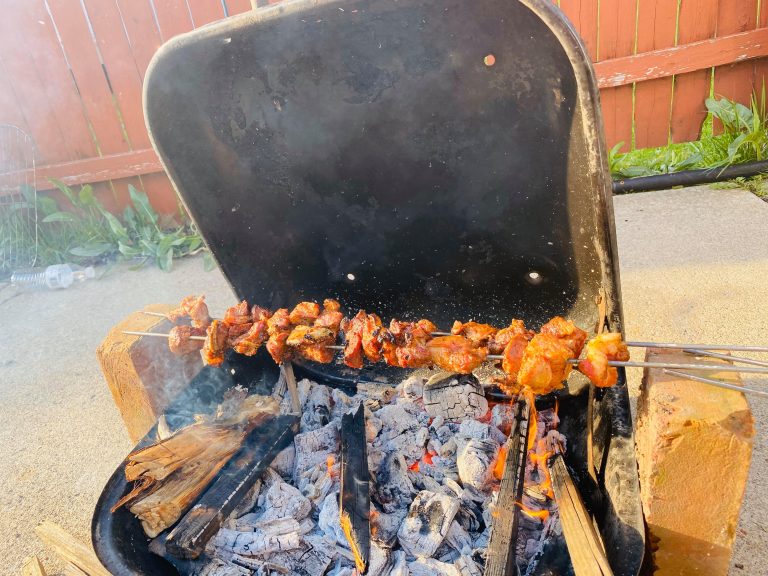 Mutton barbecue in the backyard