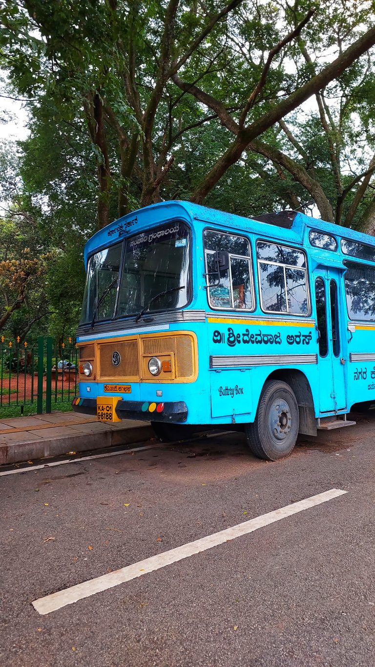 Blue bus in Bangalore