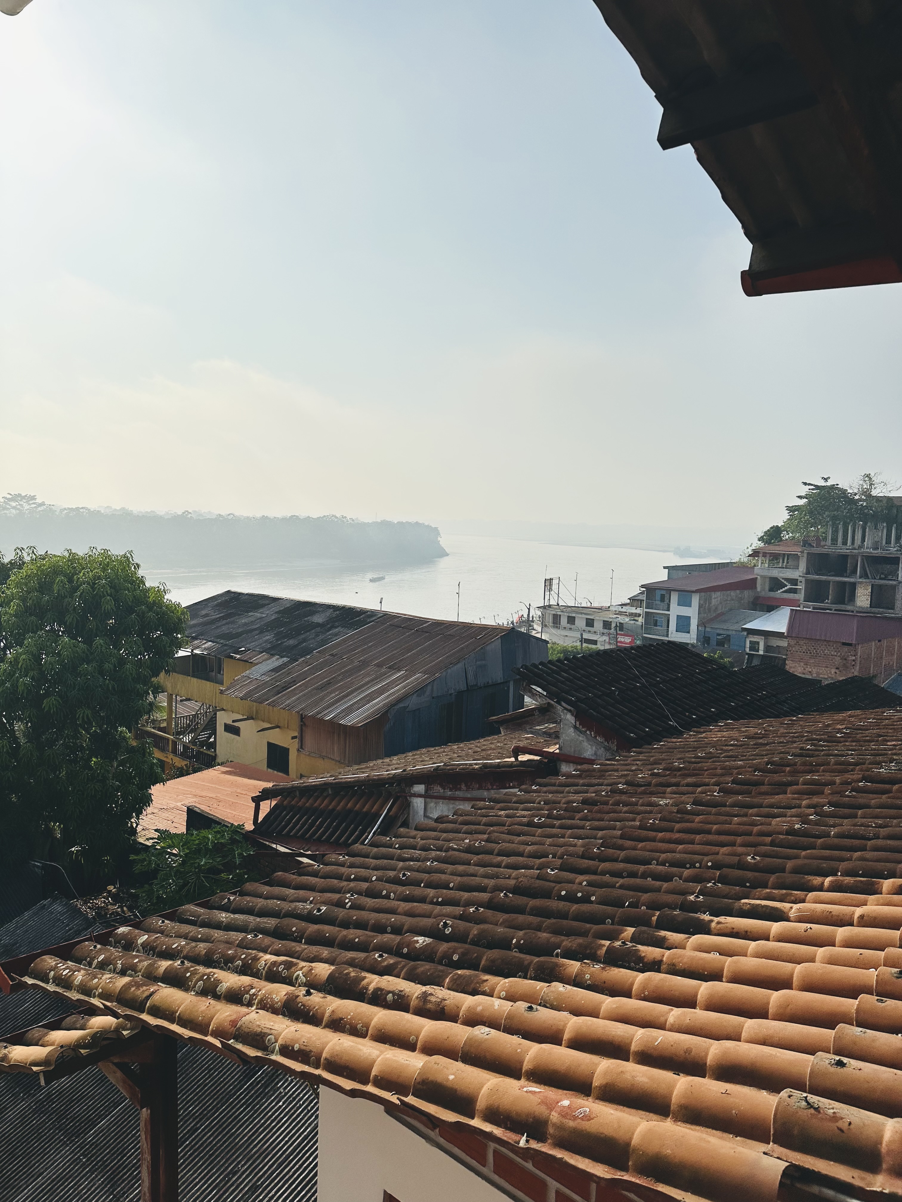 Overlooking the jungle city of Yurimaguas, Peru with a river in the background.