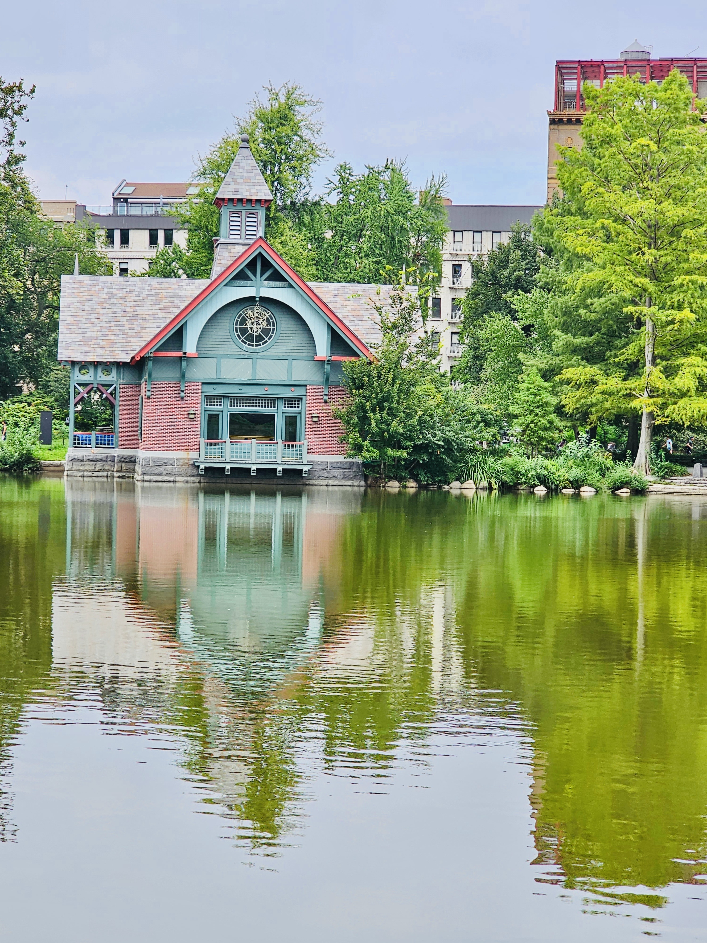 Harlem Meer, a man made lake in Central Park, New York, United States