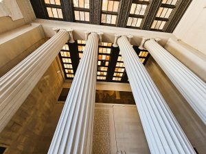 Giant pillars of Lincoln Memorial. From Washington DC, United States.