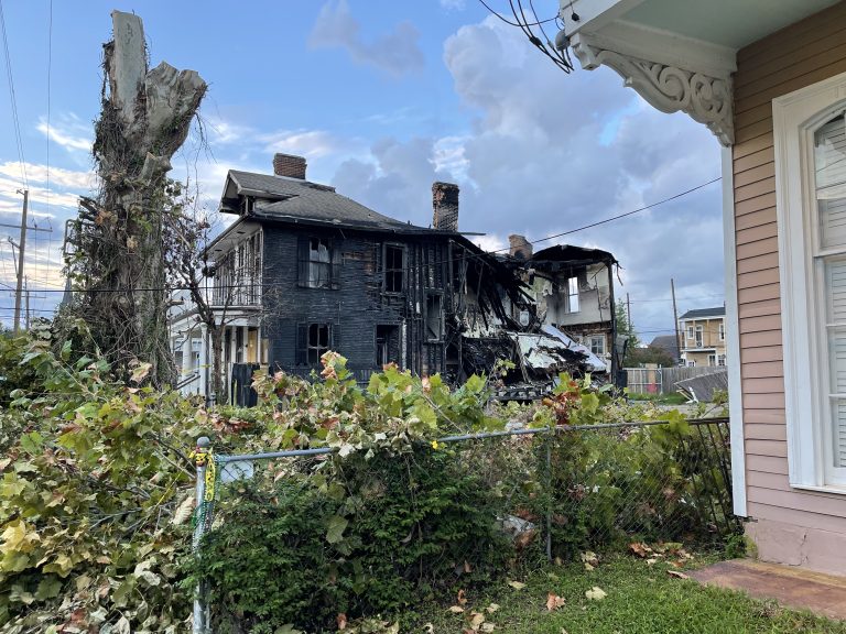 Charred remains of a once great New Orleans house-cum-AirBNB.