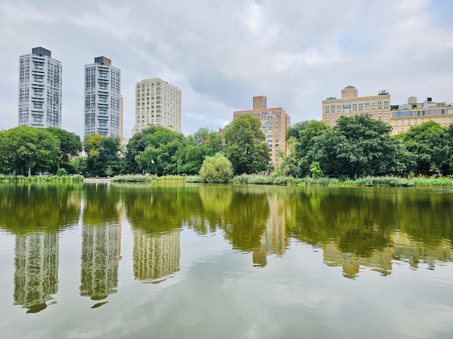 Harlem Meer, a man made lake in Central Park, New York, United States