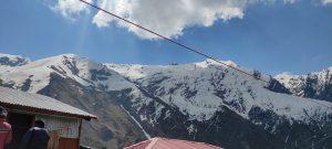 Snowflakes are kisses from heaven ??. A hill station view, mountains covered with the ice.