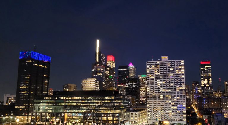 The view from the Circa Green in Philadelphia. Looking east toward Center City, Philadelphia. City skyline.