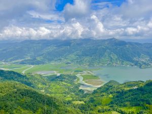 A long view of Phewa lake & Pokhara valley from Pumdikot hills, Kaski district, Nepal.