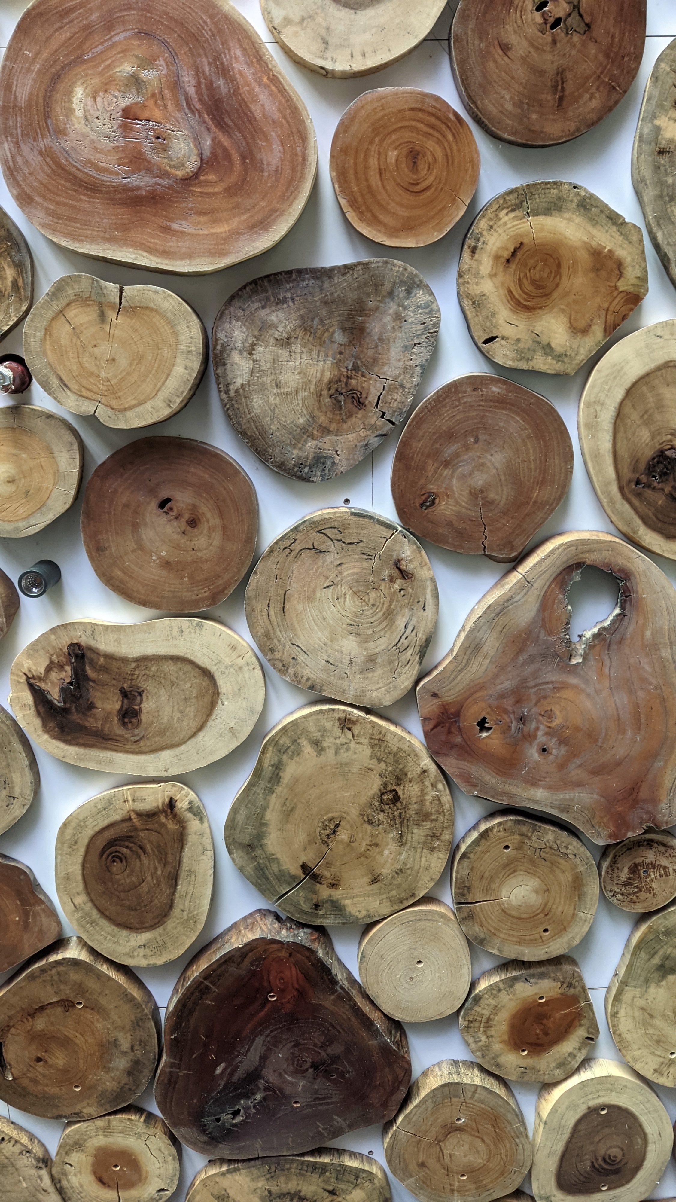 Ceiling of a hotel reception with a touch of wood.