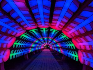 Tripy Tunnel! A multi-colored light tunnel installation in Dubai.