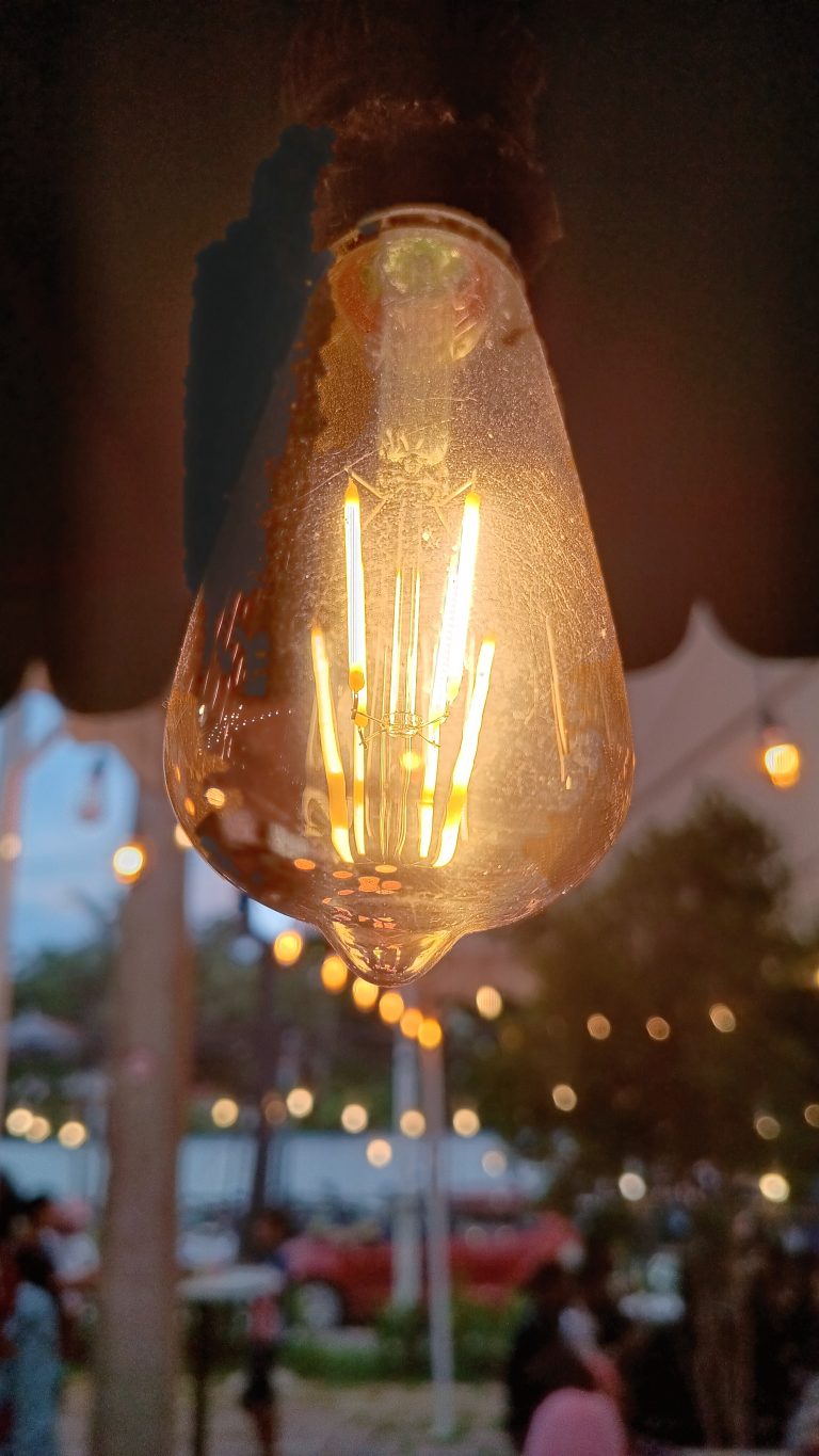 Illuminated light bulb, reffered to as an Edison bulb