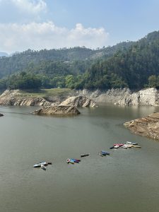 View of Kulekhani Electricity powerhouse dam side from the top of the hills.