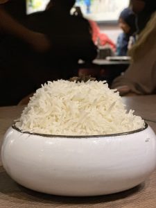 A bowl full of rice.