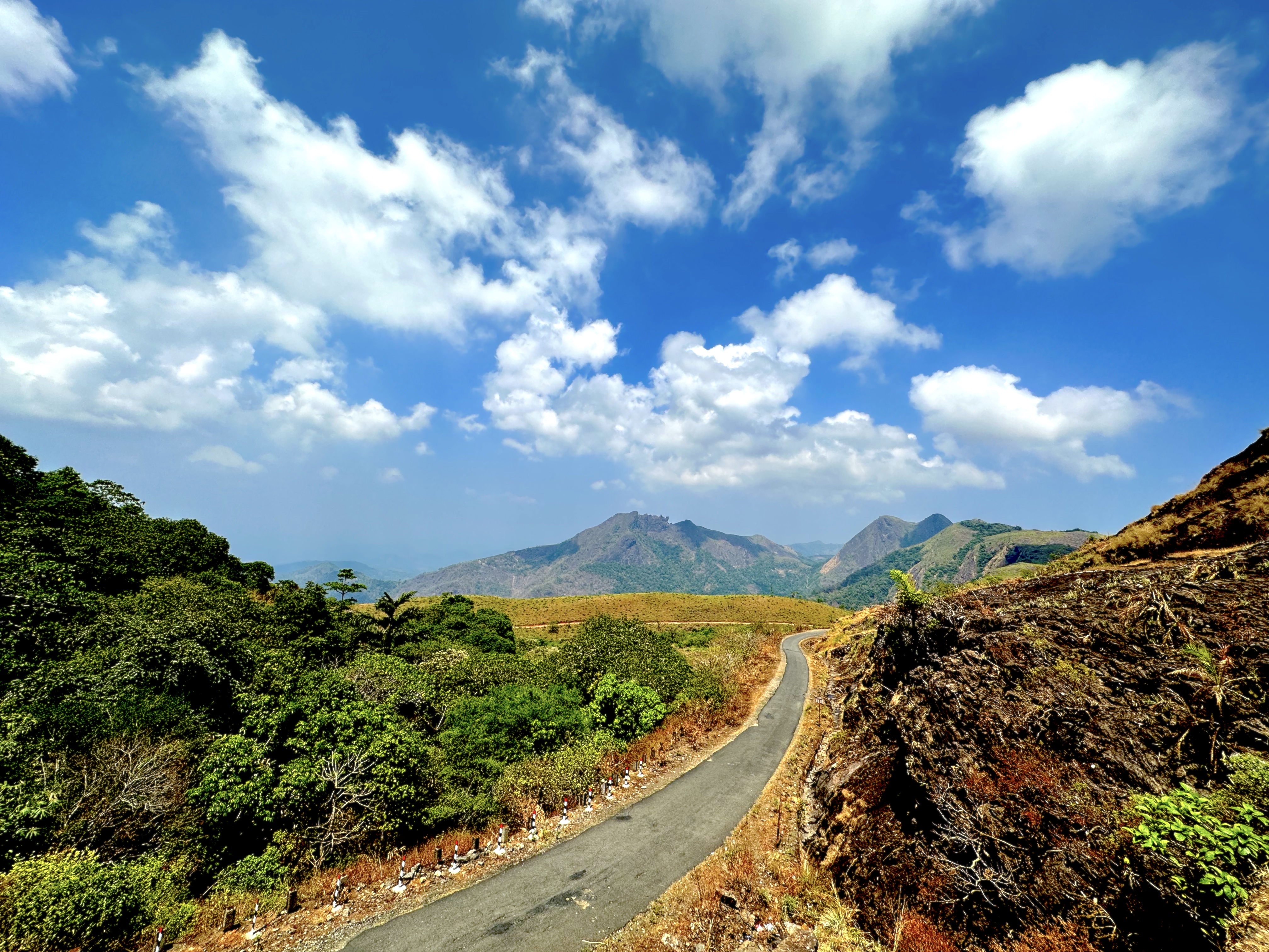 A beautiful road (Kanjar-Pullikkanam Road) through the forest to the Vagamon hill station in Kerala, India. It is a tourist destination in South India.