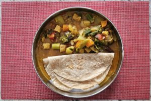 Kerala Breakfast, Homemade chapati and sambar. 