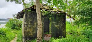 An old abandonded building in kerala surrounded by trees