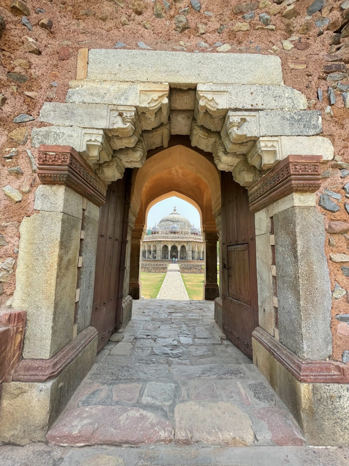 The entrance of Isa Khan's Tomb. A noble of Delhi Sultanate in 15th Century. Located in Humayun Tomb Complex, Delhi, India.