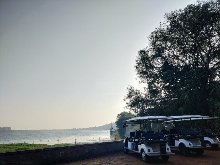 Morning view of Nature from the bank of a lake situated in Bhopal, where some vehicles standing that are used for safari in Van Vihar National Park,Bhopal.
#WCBhopal