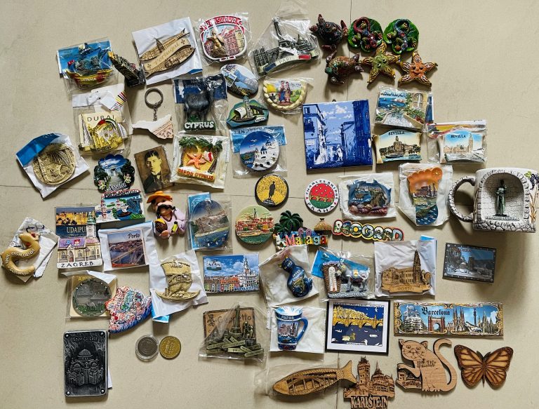 The travel memories. Souvenir from various countries.