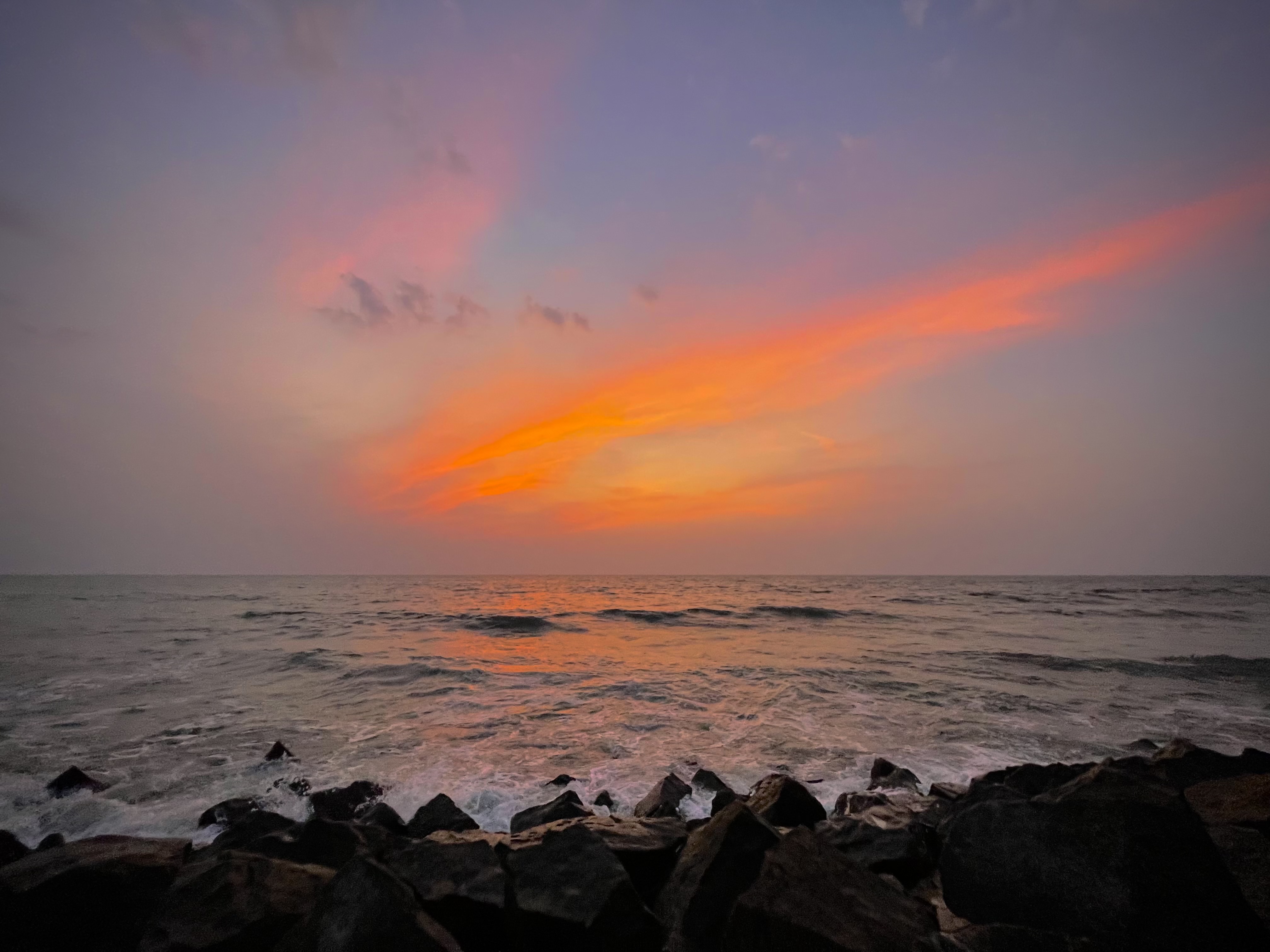 The highest frequency in VIBGYOR. Sun set from Kolavippalam Beach, Kozhikode, Kerala, India.