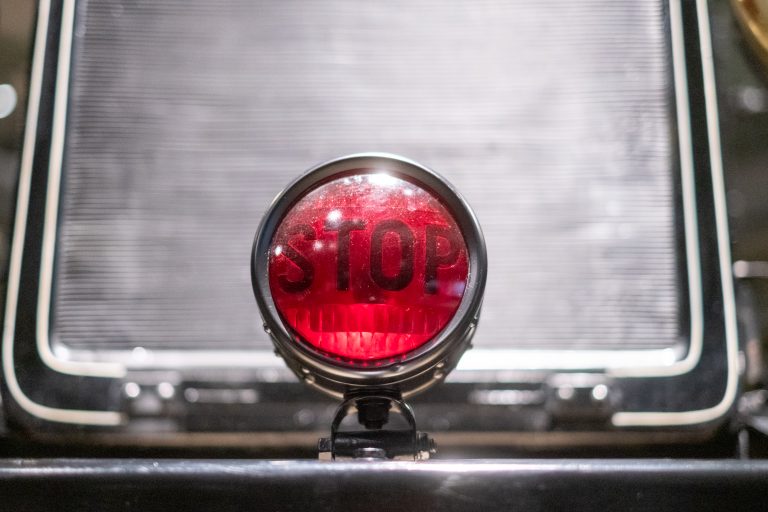 Stop light on an old car