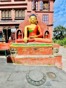 Buddha statue. Swayambhunath Temple, Kathmandu, Nepal.